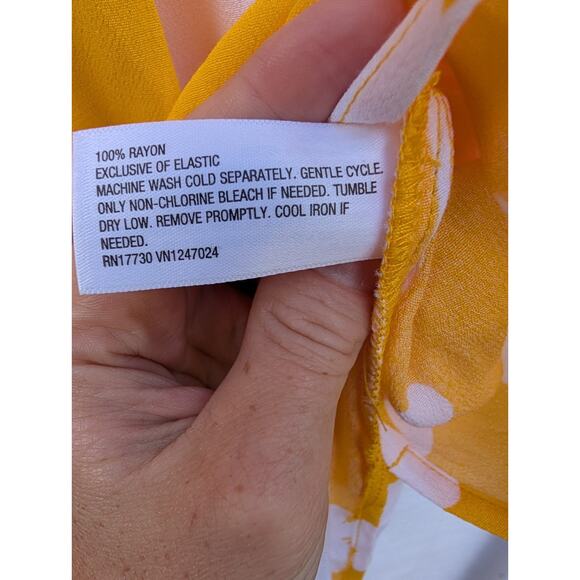 DVF Diane Von Furstenberg Target Smocked Tie Strap Yellow‎ Ginkgo Midi Dress XXS - Picture 6 of 9